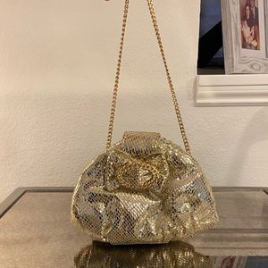 Betsey Johnson soft leather gold chain clutch